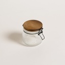 FRASCO HERMETICO VIDRIO CON RAYAS Y TAPA ACACIA 50