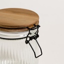 FRASCO HERMETICO VIDRIO CON RAYAS Y TAPA ACACIA 75
