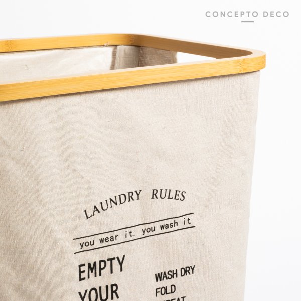 CESTO LAUNDRY RULES CUADRADO CRUDO 47X33CM