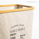 CESTO LAUNDRY RULES CUADRADO CRUDO 47X33CM