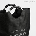 CESTO LAUNDRY RULES CON MANIJA NEGRO 65CM