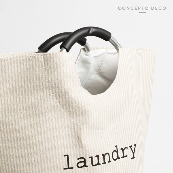 CESTO LAUNDRY RAYAS FINAS CRUDO 56X28CM