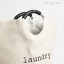 CESTO LAUNDRY RAYAS FINAS CRUDO 56X28CM