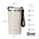 VASO DOBLE PARED CERAMICA 480 CC CENIZA ACERO AISI 304 WATERDOG CLYDE
