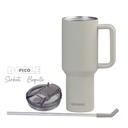 VASO DOBLE PARED BLANCO DE ACERO INOXIDABLE AISI-304 - CON SORBETE REBATIBLE Y MANIJA DESMONTABLE WATERDOG
