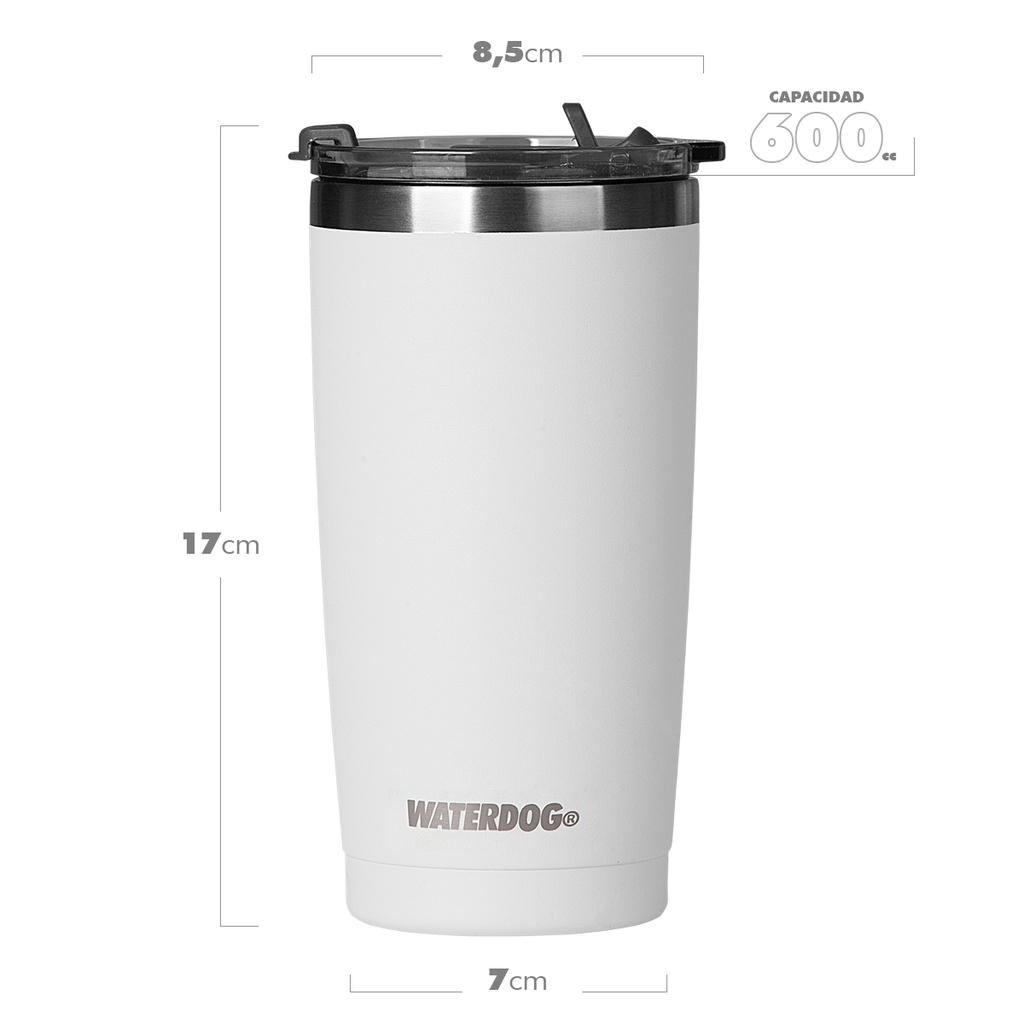 VASO WATERDOG DOBLE PARED 600 CC BLANCO ACERO