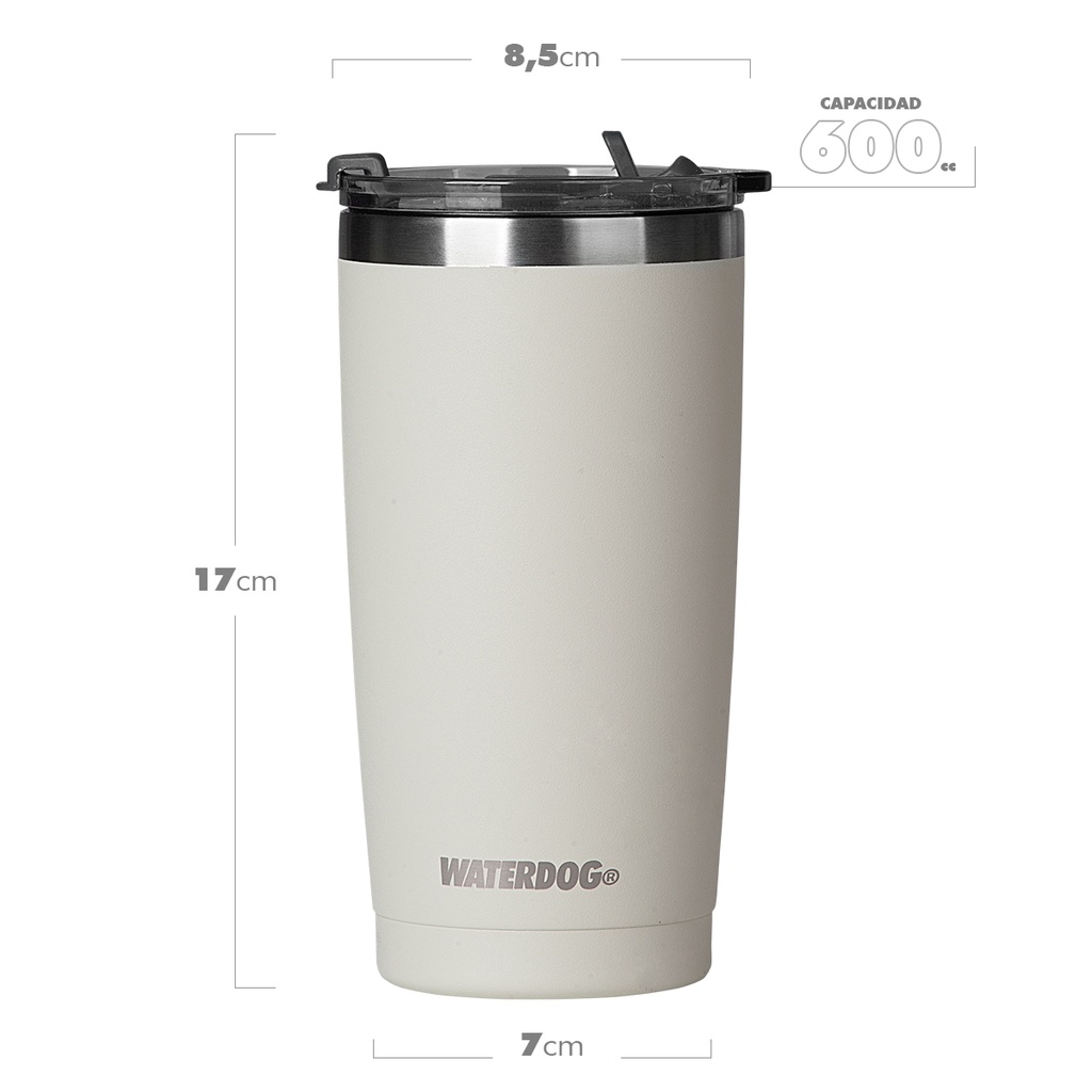 VASO WATERDOG DOBLE PARED 600 CC CENIZA