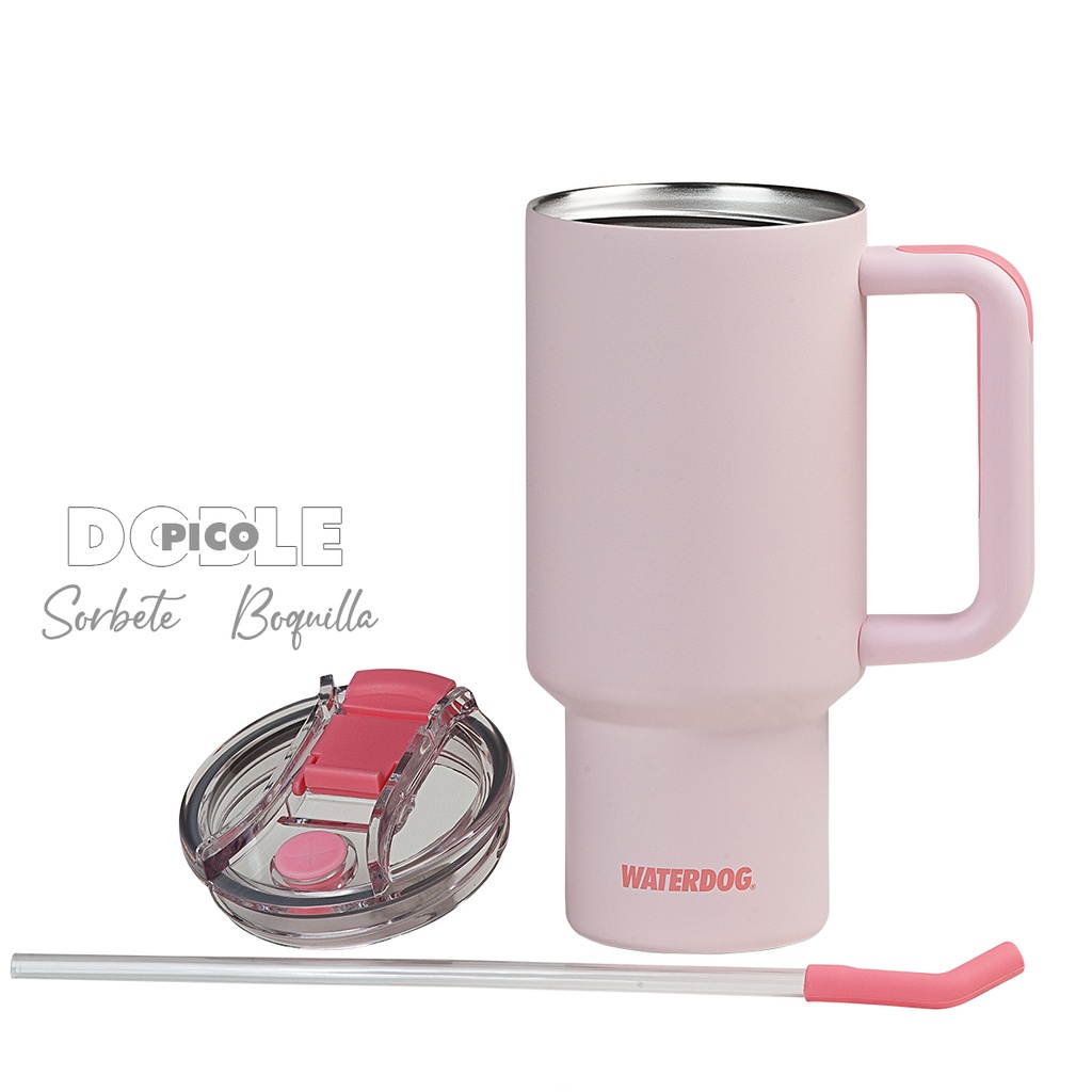 VASO DOBLE PARED 900 CC ROSA ACERO INOX WATERDOG