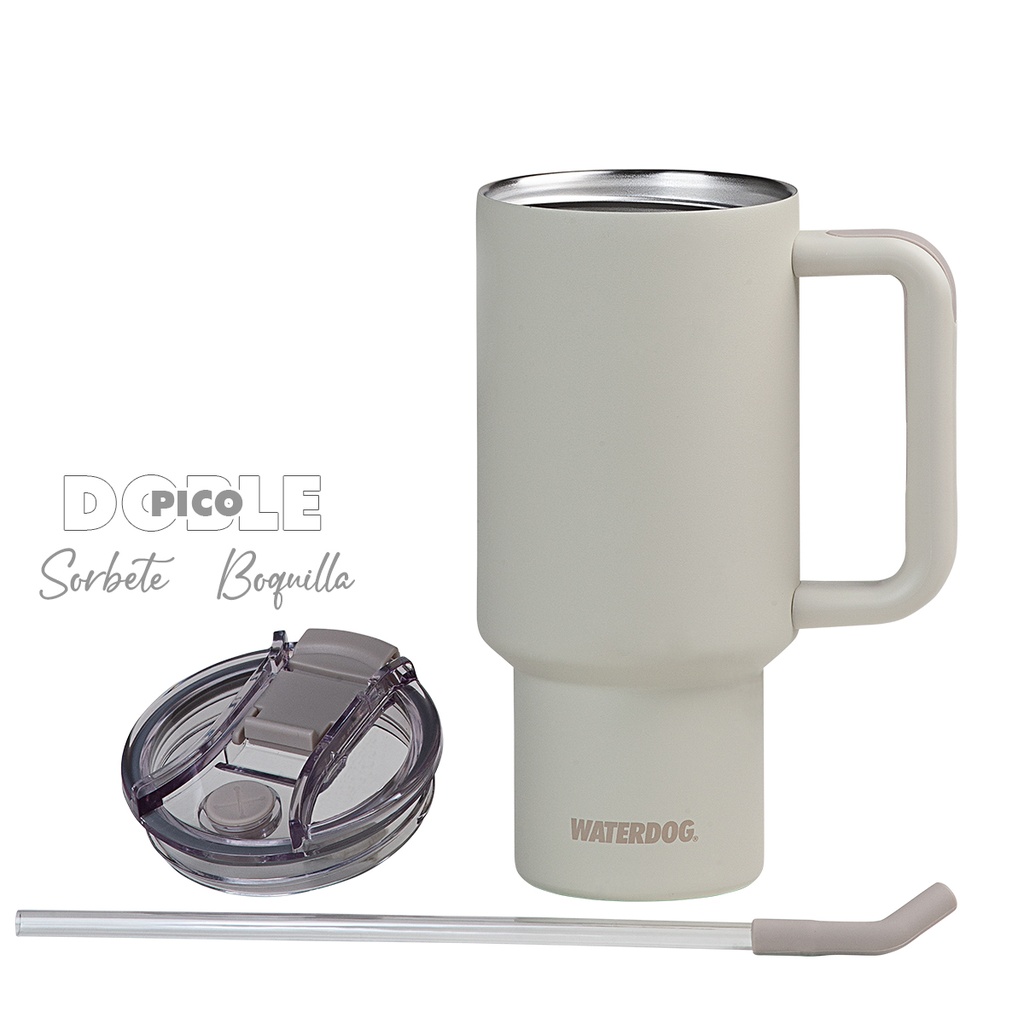 VASO DOBLE PARED 900 CC CENIZA ACERO INOX WATERDOG