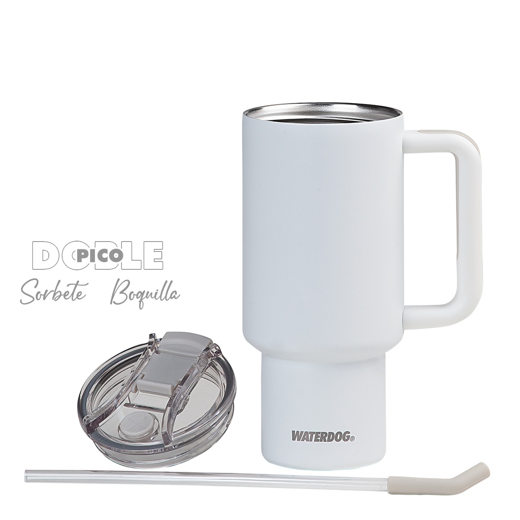 VASO DOBLE PARED 900 CC BLANCO ACERO INOX WATERDOG