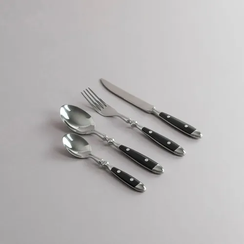 SET CUBIETOS X 24 PIEZAS BISTRO NEGRO ACERO INOXIDABLE VOLF