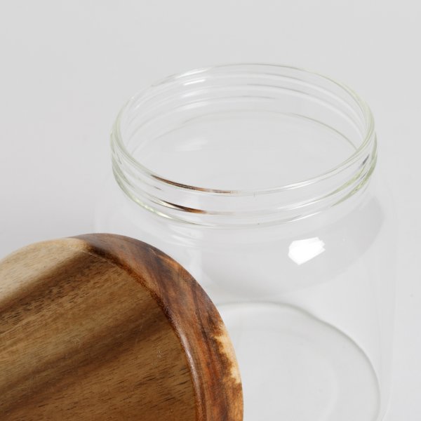 FRASCO REDONDO CON TAPA DE MADERA DE ACACIA 800 ML VASSA HOME