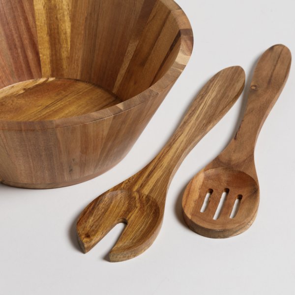 SET DE ENSALADERA REDONDA 25 CM CON CUBIERTOS VASSA HOME