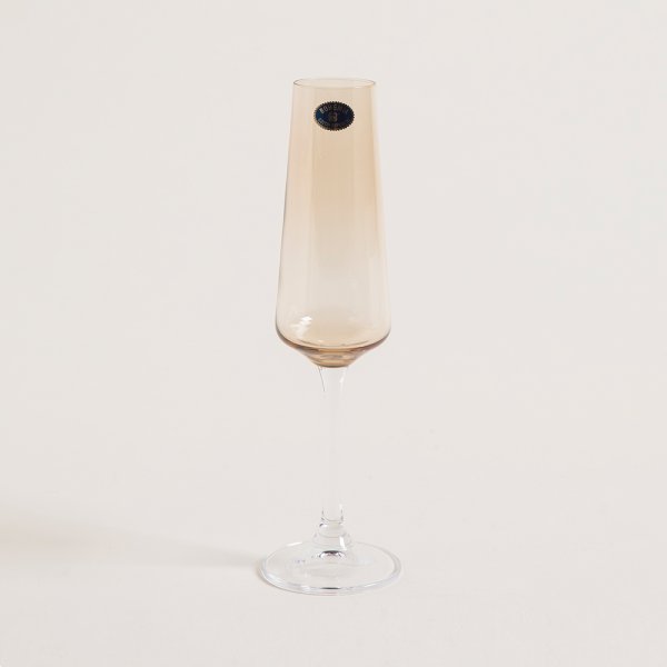 SET X 6 COPAS DE CHAMPAGNE DE CRISTAL DE BOHEMIA CORVUS BROWN 160 ML