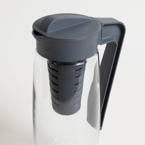 JARRA DE VIDRIO CON INFUSOR TAPA GRIS 1600 ML
