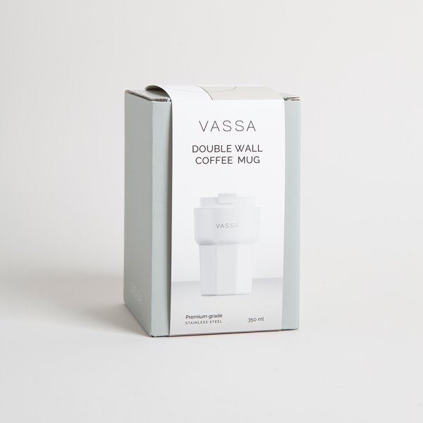 VASO TERMICO DE ACERO INOXIDABLE BLANCO 350ML VASSA HOME