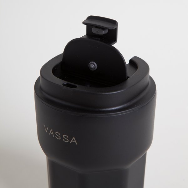 VASO TERMICO DE ACERO INOXIDABLE NEGRO 350ML VASSA HOME