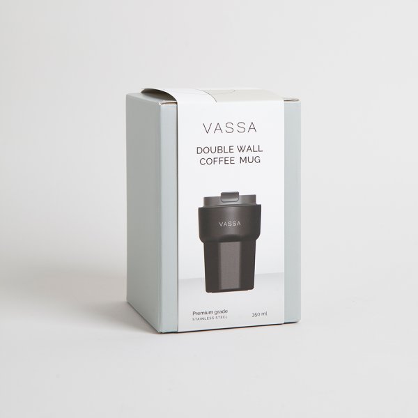 VASO TERMICO DE ACERO INOXIDABLE NEGRO 350ML VASSA HOME