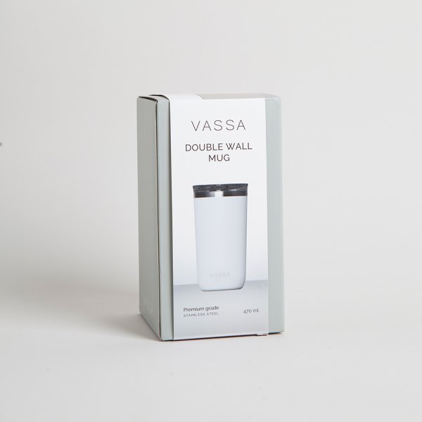 VASO TERMICO DE ACERO INOXIDABLE BLANCO 470ML VASSA HOME