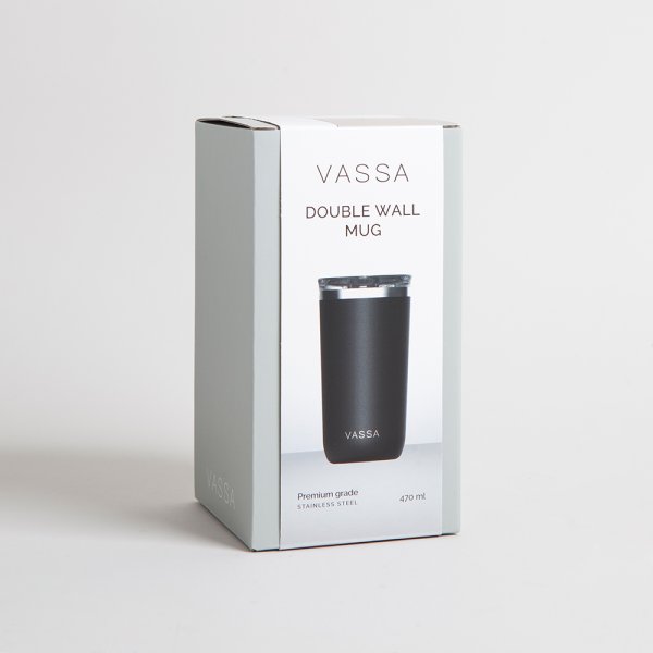 VASO TERMICO DE ACERO INOXIDABLE NEGRO 470ML VASSA HOME