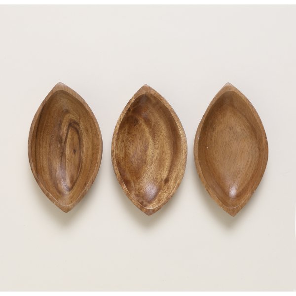 SET DE 3 COPETINEROS HOJAS ACACIA MANILA 15X9 CM