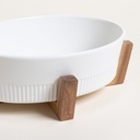 FUENTE OVALADA PARA HORNO CON BASE DE ACACIA 25,5X21 CM