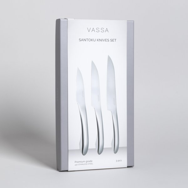 SET X 3 CUCHILLOS DE ACERO INOXIDABLE 430 VASSA HOME