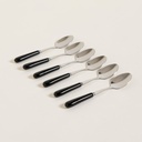 SET X 6 CUCHARAS DE ACERO CON MANGO DE CERAMICA NEGRO 14,5 CM