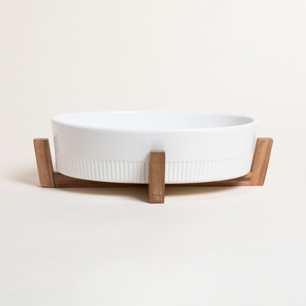 FUENTE OVALADA PARA HORNO CON BASE DE ACACIA 30,5X22 CM