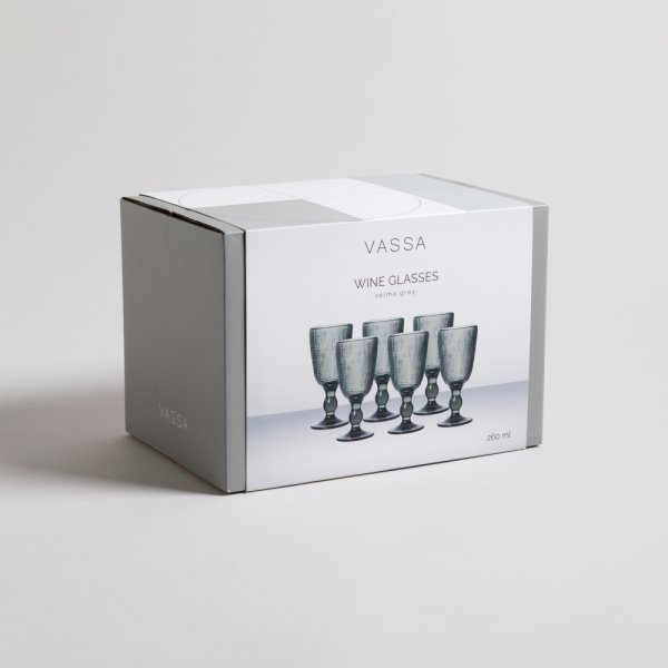 SET X 6 COPAS SELMA GREY 260 ML VASSA