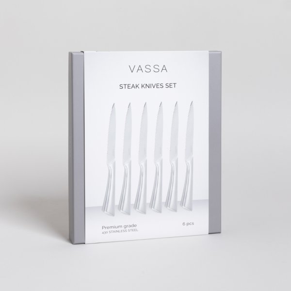 SET X 6 CUCHILLOS PARA CARNE 24 CM VASSA HOME