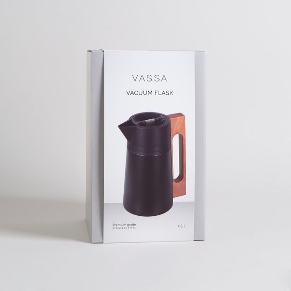 JARRA TERMICA BLACK ASA MADERA 1500 ML VASSA HOME