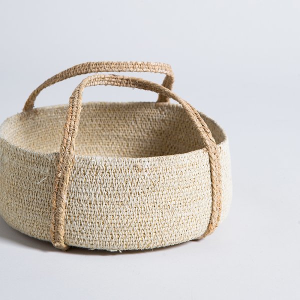 SET X 3 CANASTOS CON MANIJAS KANPUR NATURAL 10X23 CM / 8X18 CM / 7X16 CM VASSA HOME