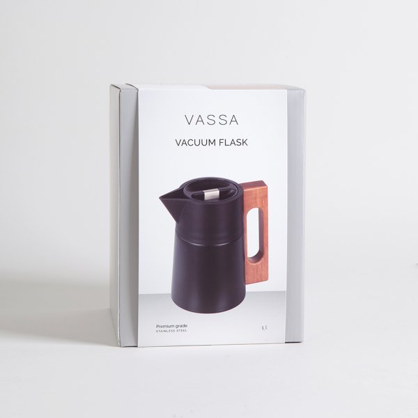 JARRA TERMICA BLACK ASA MADERA 1000 ML VASSA HOME