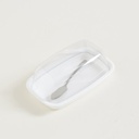 MANTEQUERA BASE DE PLASTICO BLANCO Y TAPA DE ACRIL