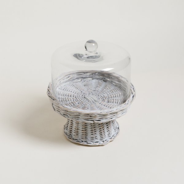 CAMPANA DE VIDRIO CON PIE SALIX WHITE 25 CM