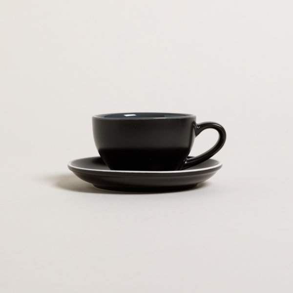 TAZA Y PLATO BARISTA BLACK & GREY 160 ML