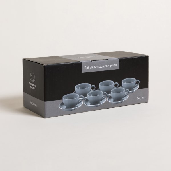 TAZA Y PLATO BARISTA GREY 160 ML