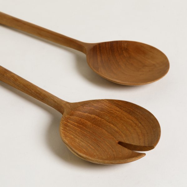 SET DE CUBIERTOS PARA ENSALADA DE MADERA DE TECA 3
