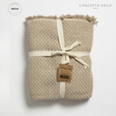 MANTA DE SOFÁ INDIA SATNA CRUDO Y BEIGE 140X180CM