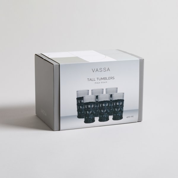 SET X 6 VASOS MAJA BLACK 420 ML