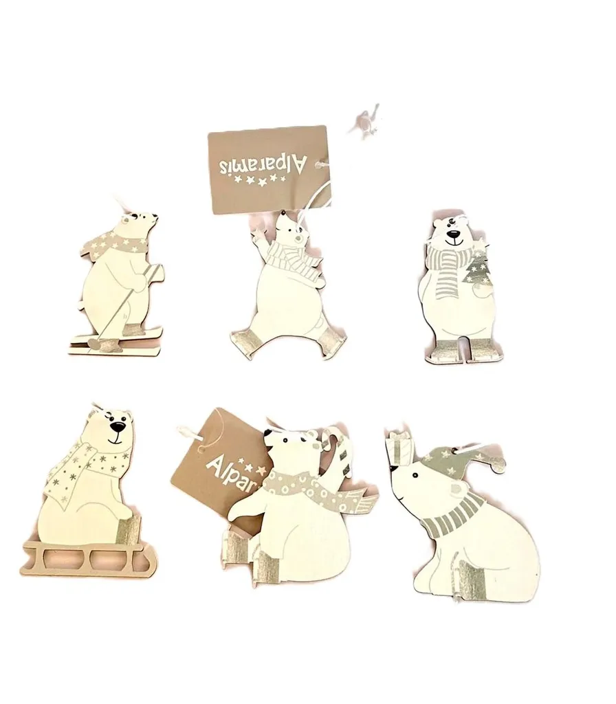 [131176] Adorno De Madera Para El Árbol Oso Polar 8 Cm.webp