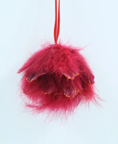 [277228] Ball Real Feather 11 X 9 Cm. Red.webp