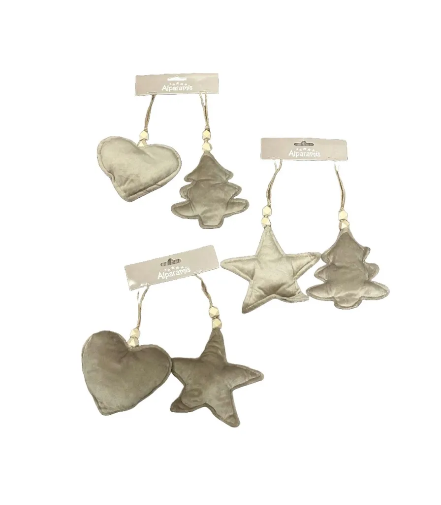 [131251] Kih Adornos Navideños Colgantes De Tela 17 Cm X 2 Beige Alparamis.webp