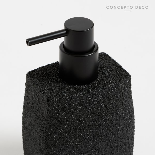 DISPENSER SIMIL PIEDRA CUADRADO 17CM NEGRO