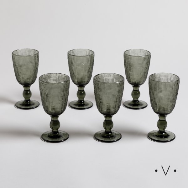 [4112772] Set X 6 Copas Selma Grey 260 Ml Vassa Home