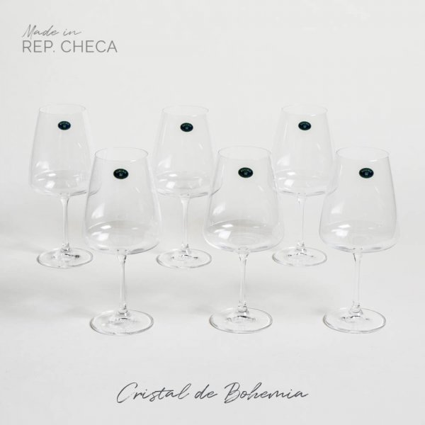 Set X 6 Copas De Cristal De Bohemia Corvus 750 Ml