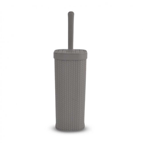 Cepillo De Baño Cuadrado Gris Entrelazado Con Tapa 10,5X10,5X39Cm De Plástico