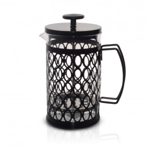 [2561404] Cafetera Vidrio Con Visor Negro Óvalos 600Ml 18,5X9,3Cm