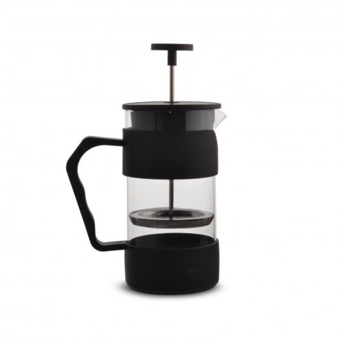 CAFETERA CON ASA, BASE Y TAPA DE PLÁSTICO NEGRO 600ML 9X19CM DE VIDRIO